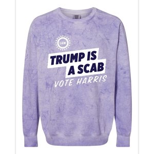 Uaw Union Trump Is A Scab Vote Kamala Harris Funny Uaw Red Colorblast Crewneck Sweatshirt