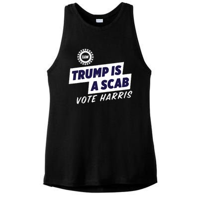 Uaw Union Trump Is A Scab Vote Kamala Harris Funny Uaw Red Ladies PosiCharge Tri-Blend Wicking Tank