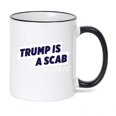 Uaw Union Trump Is A Scab Vote Kamala Harris Funny Uaw Red 11oz Black Color Changing Mug