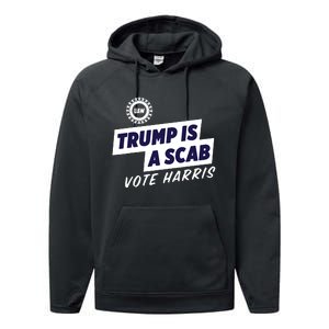 Uaw Union Trump Is A Scab Vote Kamala Harris Funny Uaw Red Performance Fleece Hoodie