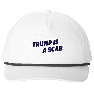 Uaw Union Trump Is A Scab Vote Kamala Harris Funny Uaw Red Snapback Five-Panel Rope Hat