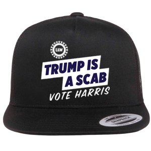 Uaw Union Trump Is A Scab Vote Kamala Harris Funny Uaw Red Flat Bill Trucker Hat