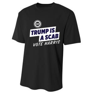 Uaw Union Trump Is A Scab Vote Kamala Harris Funny Uaw Red Performance Sprint T-Shirt