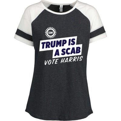 Uaw Union Trump Is A Scab Vote Kamala Harris Funny Uaw Red Enza Ladies Jersey Colorblock Tee