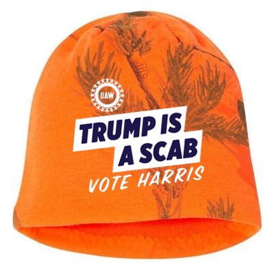 Uaw Union Trump Is A Scab Vote Kamala Harris Funny Uaw Red Kati - Camo Knit Beanie