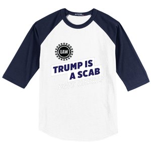 Uaw Union Trump Is A Scab Vote Kamala Harris Funny Uaw Red Baseball Sleeve Shirt