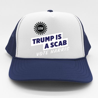 Uaw Union Trump Is A Scab Vote Kamala Harris Funny Uaw Red Trucker Hat