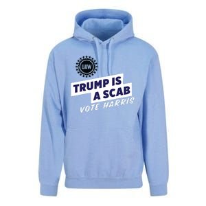 Uaw Union Trump Is A Scab Vote Kamala Harris Funny Uaw Red Unisex Surf Hoodie