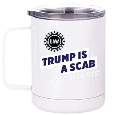 Uaw Union Trump Is A Scab Vote Kamala Harris Funny Uaw Red 12 oz Stainless Steel Tumbler Cup