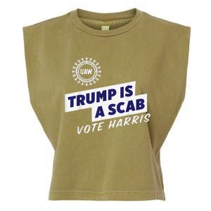 Uaw Union Trump Is A Scab Vote Kamala Harris Funny Uaw Red Gift Garment-Dyed Women's Muscle Tee