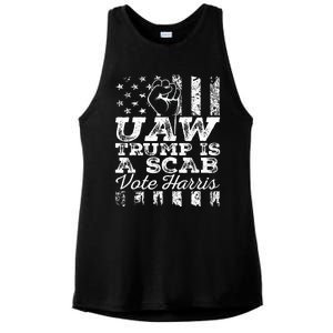 Uaw Union Trump Is A Scab Vote Kamala Harris Funny Uaw Red Ladies PosiCharge Tri-Blend Wicking Tank