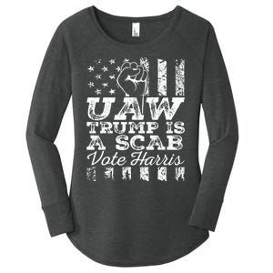 Uaw Union Trump Is A Scab Vote Kamala Harris Funny Uaw Red Women's Perfect Tri Tunic Long Sleeve Shirt