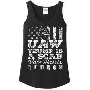 Uaw Union Trump Is A Scab Vote Kamala Harris Funny Uaw Red Ladies Essential Tank