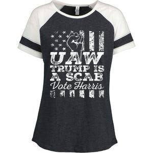 Uaw Union Trump Is A Scab Vote Kamala Harris Funny Uaw Red Enza Ladies Jersey Colorblock Tee