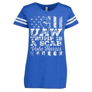 Uaw Union Trump Is A Scab Vote Kamala Harris Funny Uaw Red Enza Ladies Jersey Football T-Shirt