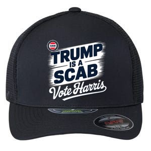 Uaw Union Trump Is A Scab Vote Kamala Harris Funny Flexfit Unipanel Trucker Cap