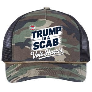 Uaw Union Trump Is A Scab Vote Kamala Harris Funny Retro Rope Trucker Hat Cap