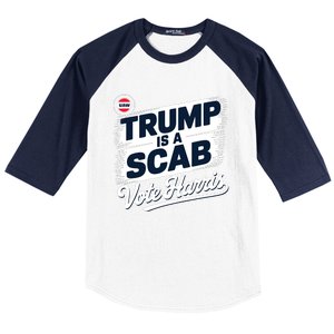 Uaw Union Trump Is A Scab Vote Kamala Harris Funny Baseball Sleeve Shirt