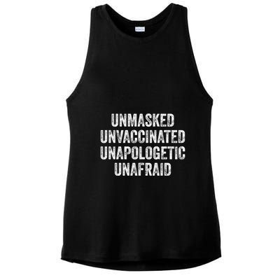 Unmasked Unvaccinated Unapologetic Unafraid Ladies PosiCharge Tri-Blend Wicking Tank