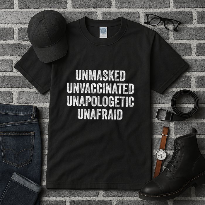 Unmasked Unvaccinated Unapologetic Unafraid Tall T-Shirt
