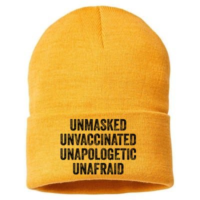 Unmasked Unvaccinated Unapologetic Unafraid Sustainable Knit Beanie