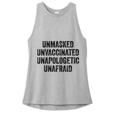 Unmasked Unvaccinated Unapologetic Unafraid Ladies PosiCharge Tri-Blend Wicking Tank