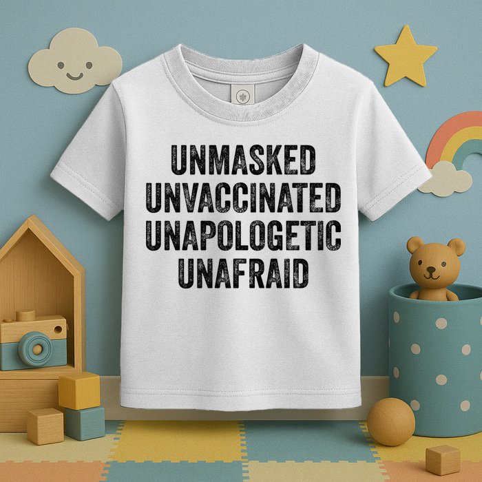 Unmasked Unvaccinated Unapologetic Unafraid Toddler T-Shirt