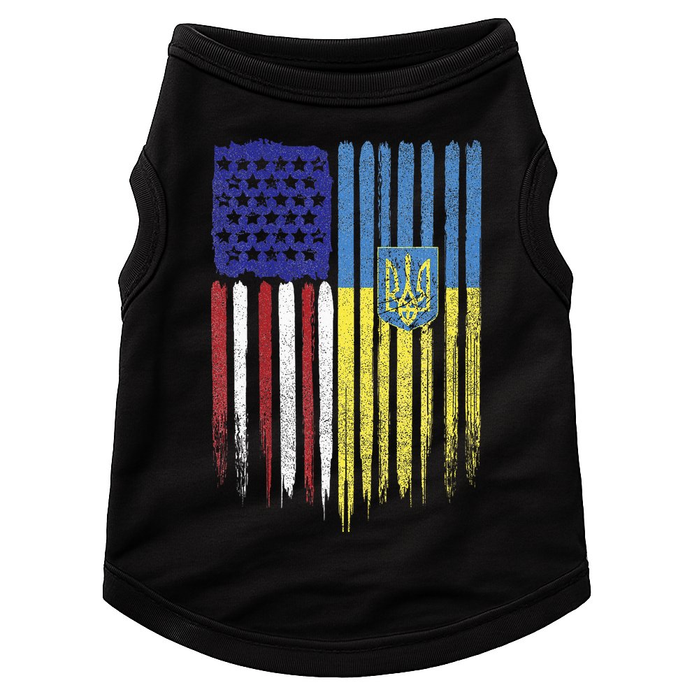 USA Ukraine Ukrainian Flag Trident Roots Retro Doggie Tank