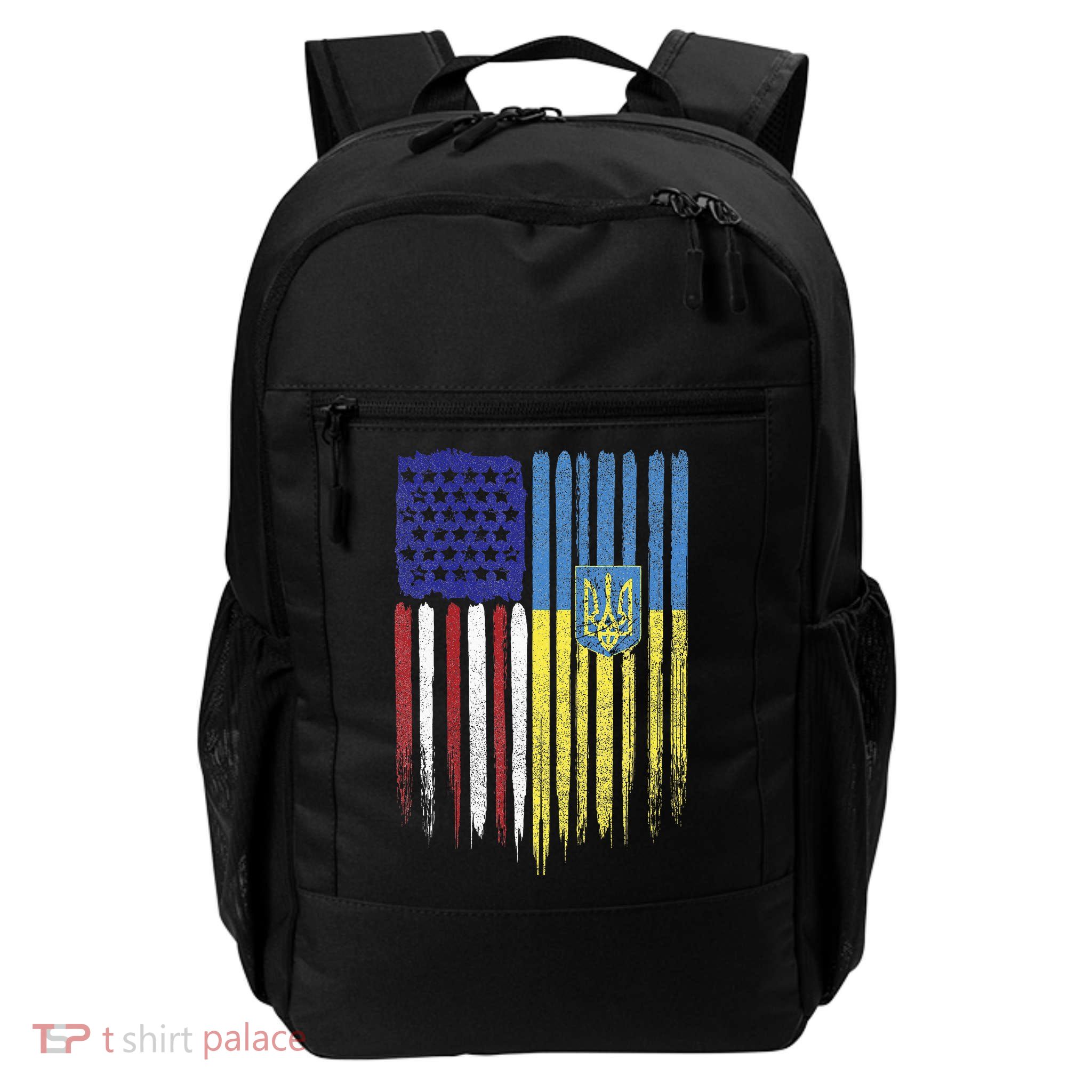 USA Ukraine Ukrainian Flag Trident Roots Retro Backpack