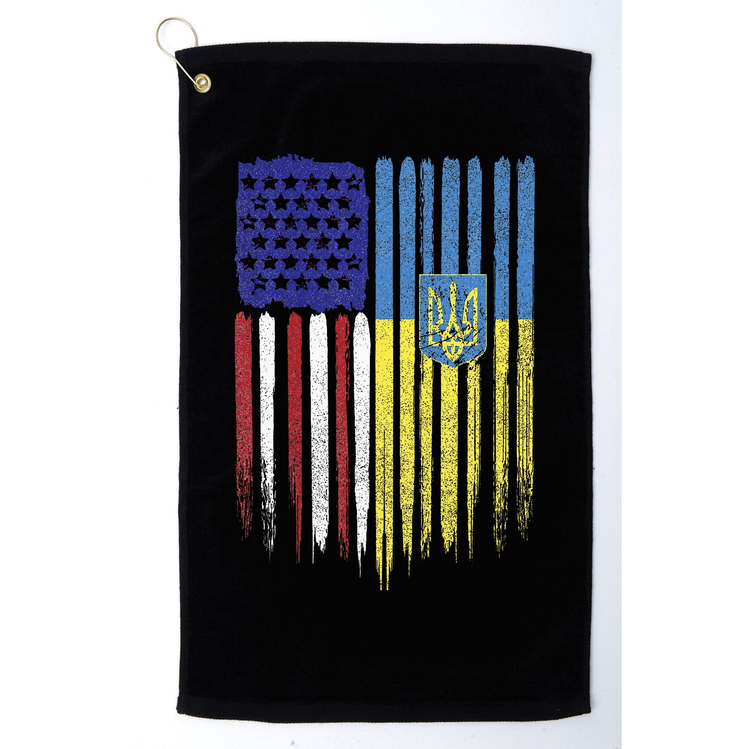 USA Ukraine Ukrainian Flag Trident Roots Retro Golf Towel