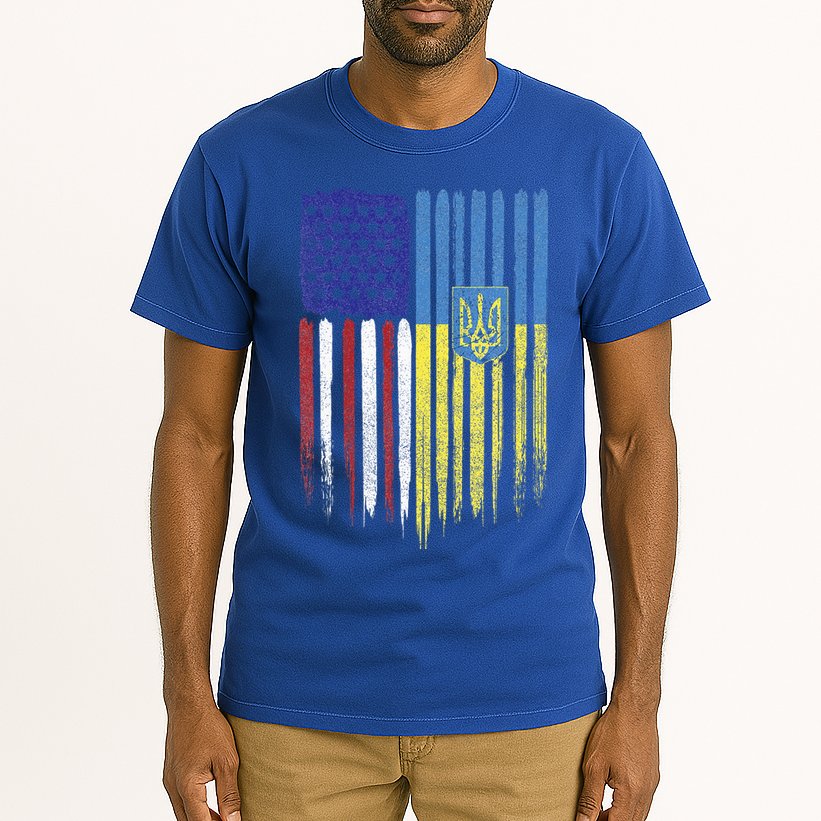 USA Ukraine Ukrainian Flag Trident Roots Retro Tall T-Shirt