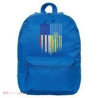 USA Ukraine Ukrainian Flag Trident Roots Retro 16 in Basic Backpack