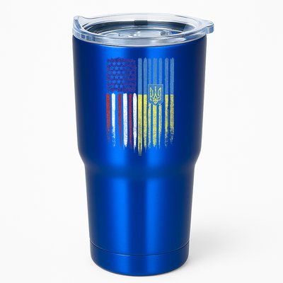 USA Ukraine Ukrainian Flag Trident Roots Retro Tumbler
