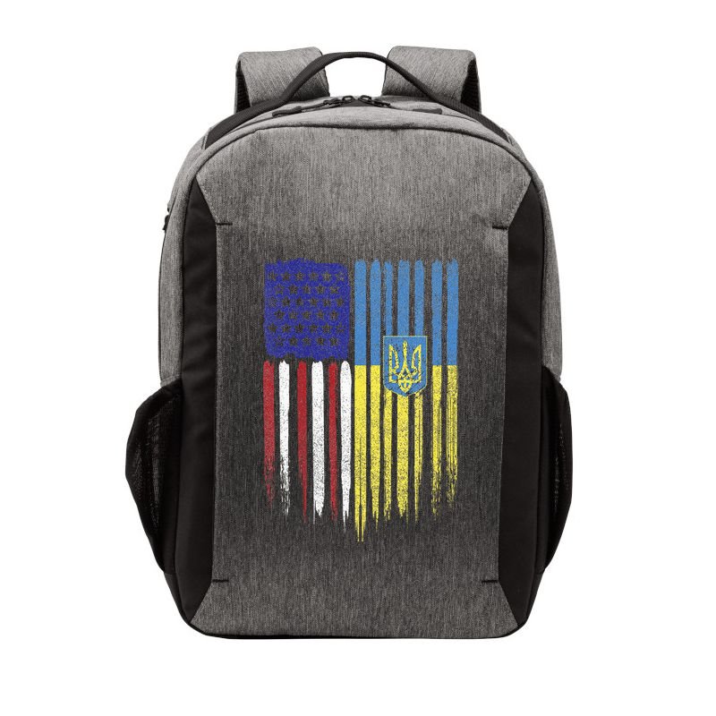 USA Ukraine Ukrainian Flag Trident Roots Retro Vector Backpack