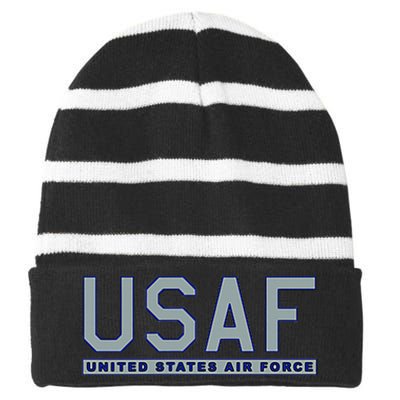 Usaf Us United States Striped Beanie with Solid Band