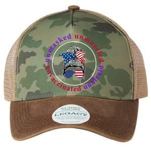 Unmasked Unmuzzled Unvaccinated Unafraid Messy Bun Legacy Tie Dye Trucker Hat