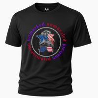 Unmasked Unmuzzled Unvaccinated Unafraid Messy Bun Performance Shirt