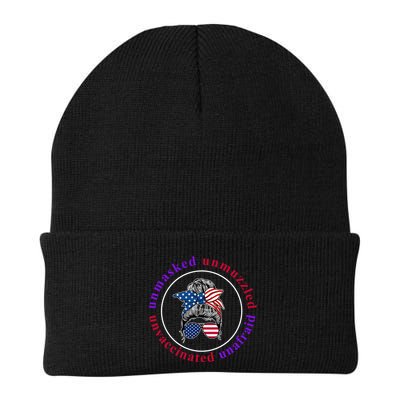 Unmasked Unmuzzled Unvaccinated Unafraid Messy Bun Beanie