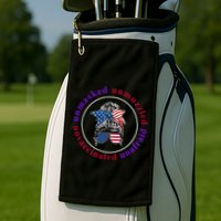 Unmasked Unmuzzled Unvaccinated Unafraid Messy Bun Golf Towel