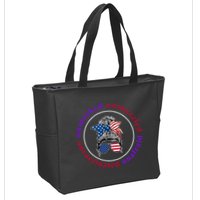 Unmasked Unmuzzled Unvaccinated Unafraid Messy Bun Zip Tote Bag