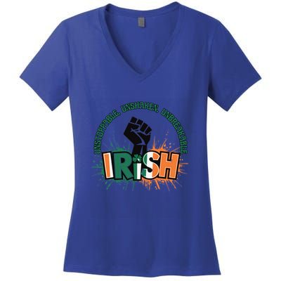 Unstoppable Unshaken Unbreakable Irish Pride St PatrickS Gift Women's V-Neck T-Shirt