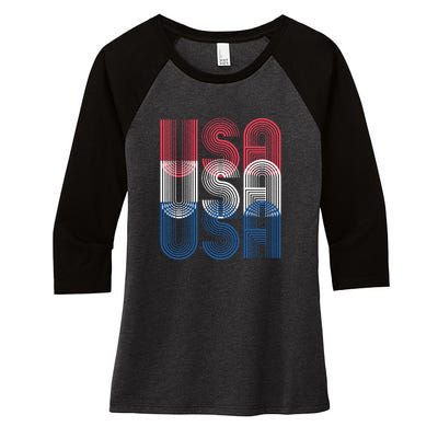 USA USA USA Women's Tri-Blend 3/4-Sleeve Raglan Shirt