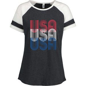 USA USA USA Enza Ladies Jersey Colorblock Tee