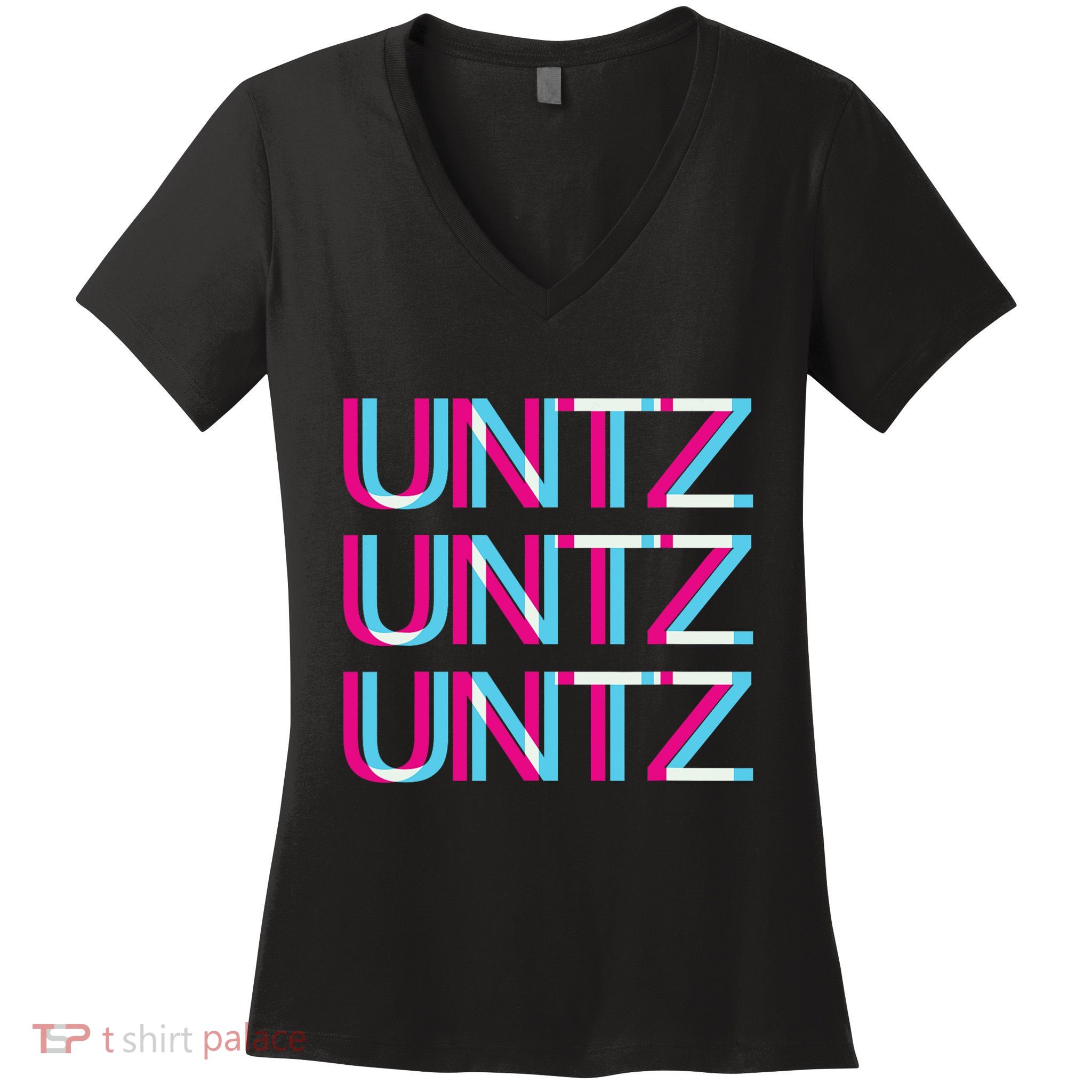 Untz Untz Untz Glitch I Trippy Edm Festival Clothing Techno Women's V-Neck T-Shirt