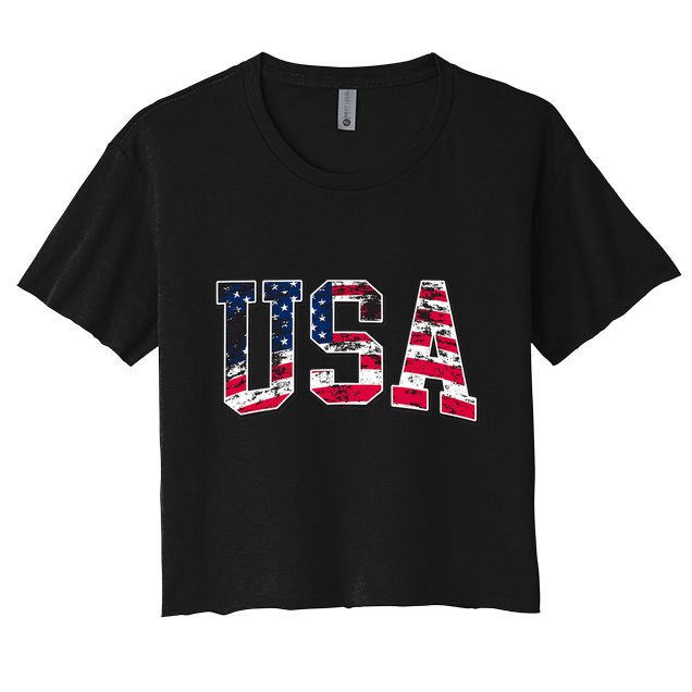 Usa Vintage American Flag Women's Crop Top Tee
