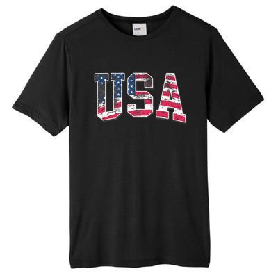 Usa Vintage American Flag 4th Of July Usa Flag Apparel Tall Fusion ChromaSoft Performance T-Shirt