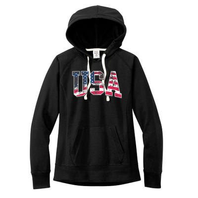 Usa Vintage American Flag 4th Of July Usa Flag Apparel Women's Fleece Hoodie