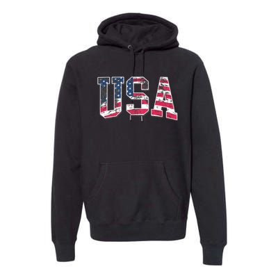 Usa Vintage American Flag 4th Of July Usa Flag Apparel Premium Hoodie