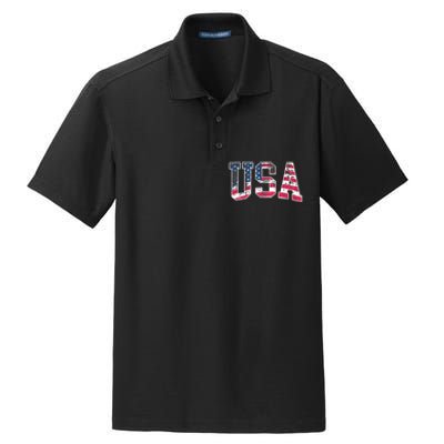 Usa Vintage American Flag 4th Of July Usa Flag Apparel Dry Zone Grid Polo