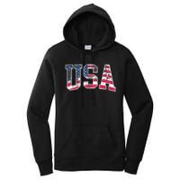 Usa Vintage American Flag 4th Of July Usa Flag Apparel Women's Pullover Hoodie